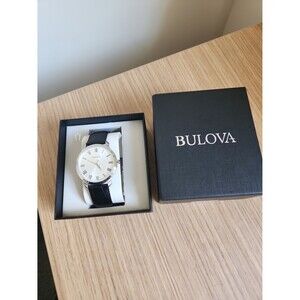 Bulova Black Leather Strap Watch w/ Original Box